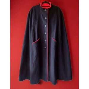 Vintage Wool Cloak Victorian Revival Opera Gothic Steampunk Elegance Black Red